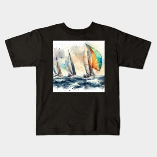 Abstract looking illustration of a sailboat race Kids T-Shirt